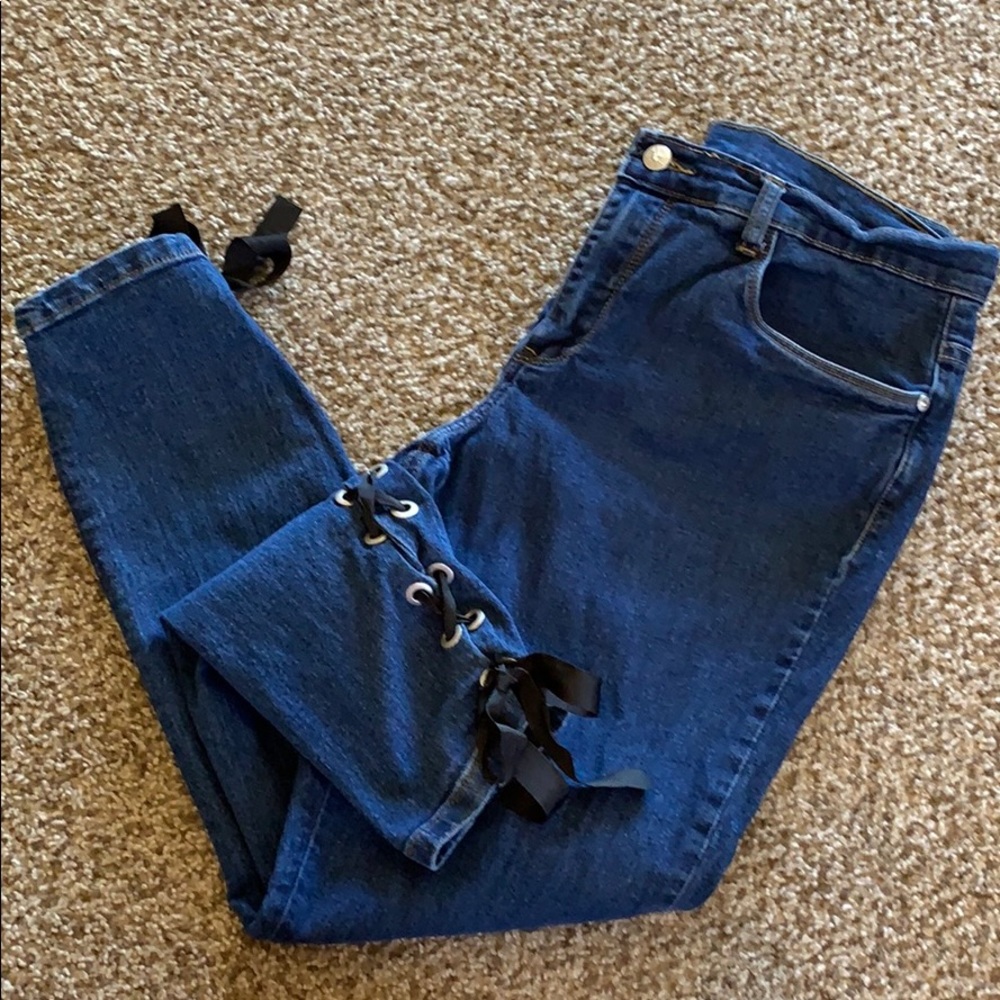 VENUS Denim Jeggings w/ Tie-up Detail
